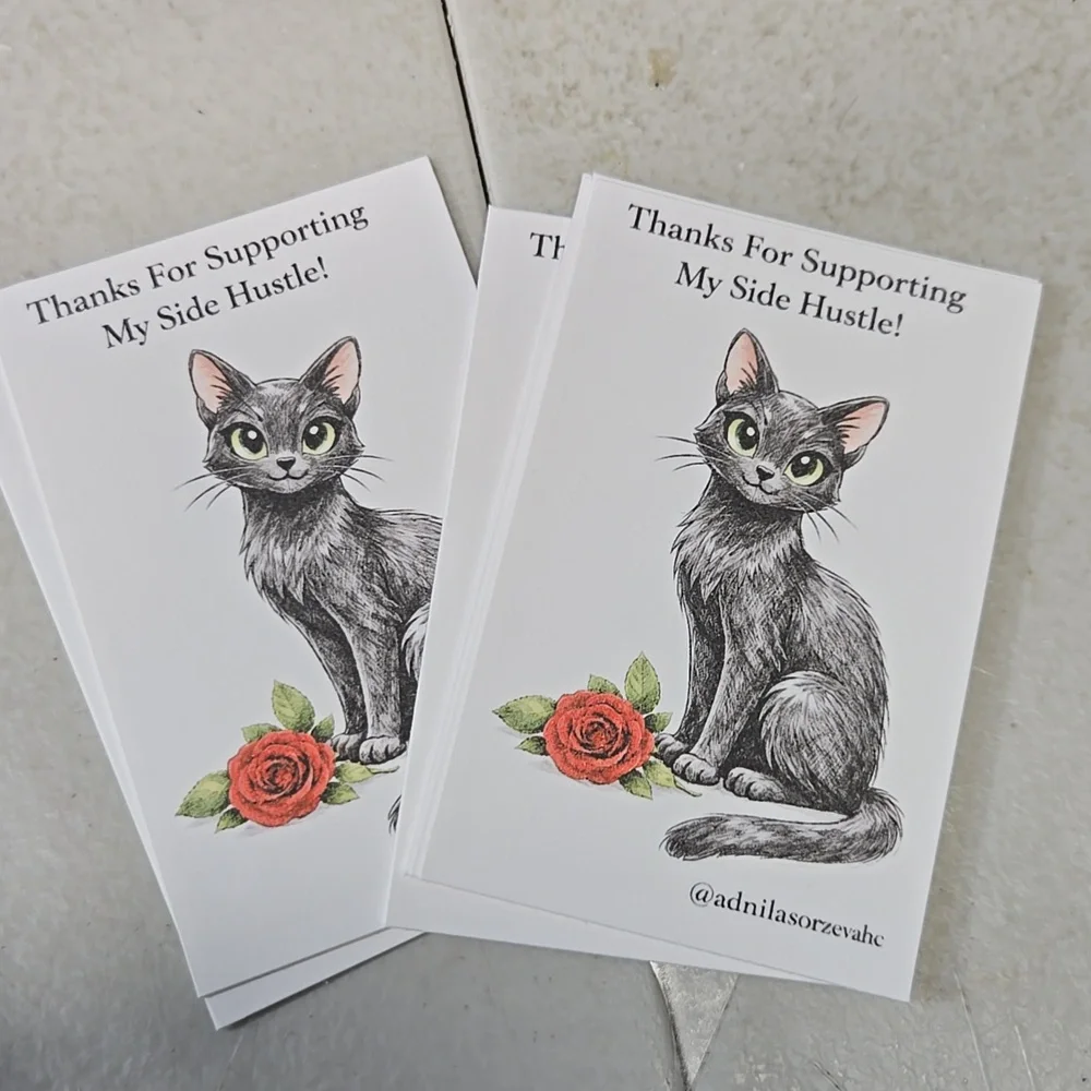 @adnilasorzevahc  Custom Handmade Cat With Rose 50 Count